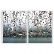 Quadro Decorativo Cortina de Folhas - 2 Telas Comercial Ramos