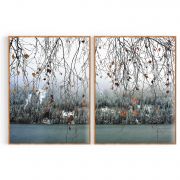 Quadro Decorativo Cortina de Folhas - 2 Telas Comercial Ramos