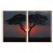 Quadro Decorativo Árvore Por do Sol - 2 Telas Comercial Ramos