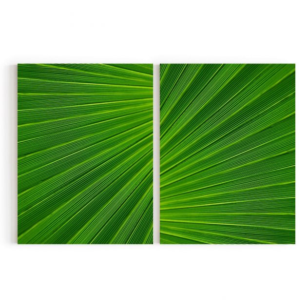 Quadro Decorativo Folhas Verdes - 2 Telas Comercial Ramos