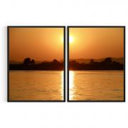 Quadro Decorativo Lago ao Pôr do Sol - 2 Telas Comercial Ramos