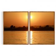 Quadro Decorativo Lago ao Pôr do Sol - 2 Telas Comercial Ramos