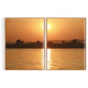 Quadro Decorativo Lago ao Pôr do Sol - 2 Telas Comercial Ramos