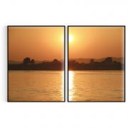 Quadro Decorativo Lago ao Pôr do Sol - 2 Telas Comercial Ramos