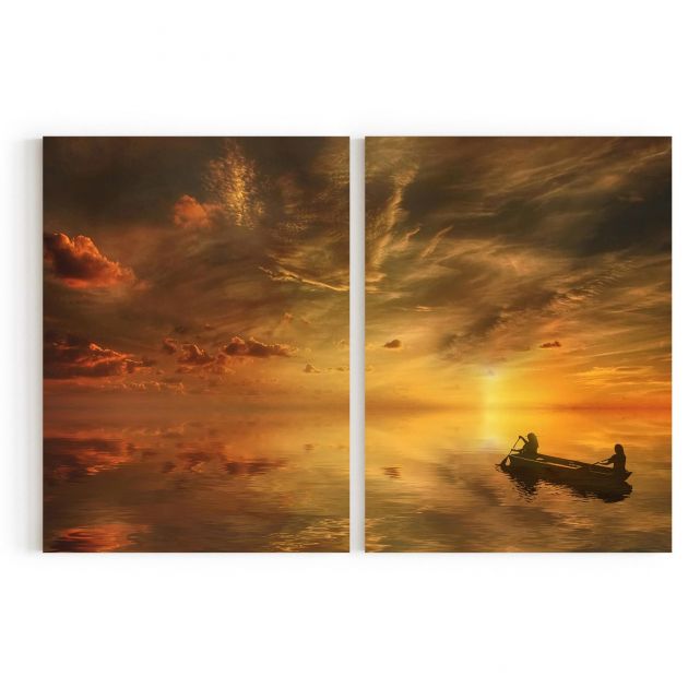 Quadro Decorativo Nuvens - 2 Telas Comercial Ramos