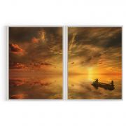 Quadro Decorativo Nuvens - 2 Telas Comercial Ramos