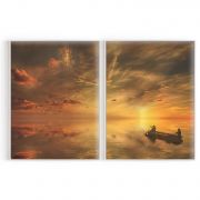 Quadro Decorativo Nuvens - 2 Telas Comercial Ramos