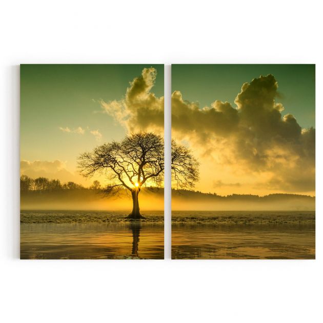 Quadro Decorativo Pôr do Sol - 2 Telas Comercial Ramos