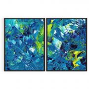 Quadro Decorativo Blue Abstract - 2 Telas Comercial Ramos