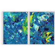 Quadro Decorativo Blue Abstract - 2 Telas Comercial Ramos