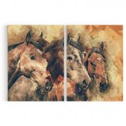 Quadro Decorativo Cavalos III - 2 Telas Comercial Ramos