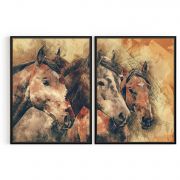 Quadro Decorativo Cavalos III - 2 Telas Comercial Ramos