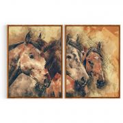 Quadro Decorativo Cavalos III - 2 Telas Comercial Ramos