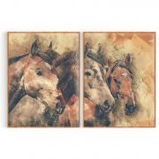 Quadro Decorativo Cavalos III - 2 Telas Comercial Ramos