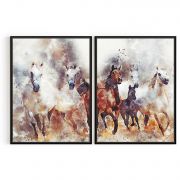 Quadro Decorativo Cavalos - 2 Telas Comercial Ramos