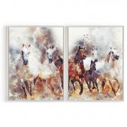 Quadro Decorativo Cavalos - 2 Telas Comercial Ramos