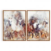 Quadro Decorativo Cavalos - 2 Telas Comercial Ramos