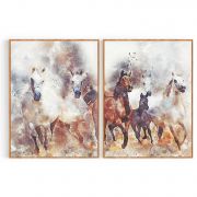 Quadro Decorativo Cavalos - 2 Telas Comercial Ramos