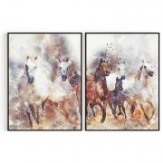 Quadro Decorativo Cavalos - 2 Telas Comercial Ramos