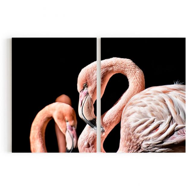 Quadro Decorativo Flamingos - 2 Telas Comercial Ramos