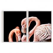 Quadro Decorativo Flamingos - 2 Telas Comercial Ramos