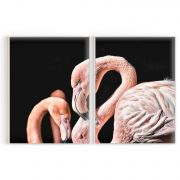 Quadro Decorativo Flamingos - 2 Telas Comercial Ramos