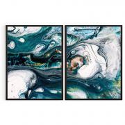 Quadro Decorativo Green Abstract - 2 Telas Comercial Ramos