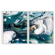 Quadro Decorativo Green Abstract - 2 Telas Comercial Ramos