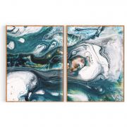 Quadro Decorativo Green Abstract - 2 Telas Comercial Ramos