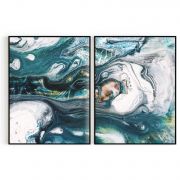 Quadro Decorativo Green Abstract - 2 Telas Comercial Ramos