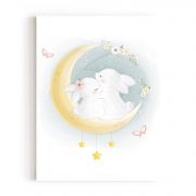 Quadro Decorativo Infantil Casal de Coelhos Comercial Ramos