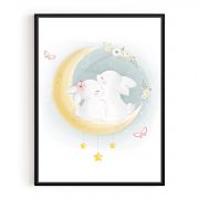 Quadro Decorativo Infantil Casal de Coelhos Comercial Ramos