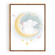 Quadro Decorativo Infantil Casal de Coelhos Comercial Ramos