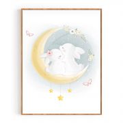 Quadro Decorativo Infantil Casal de Coelhos Comercial Ramos