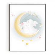 Quadro Decorativo Infantil Casal de Coelhos Comercial Ramos