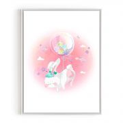 Quadro Decorativo Infantil Coelhinho Branco Comercial Ramos