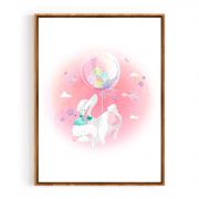 Quadro Decorativo Infantil Coelhinho Branco Comercial Ramos