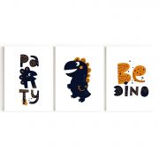 Quadro Decorativo Infantil Dinossauro 3 Telas Comercial Ramos