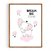 Quadro Decorativo Infantil Elefante Comercial Ramos