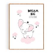 Quadro Decorativo Infantil Elefante Comercial Ramos