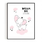 Quadro Decorativo Infantil Elefante Comercial Ramos