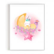 Quadro Decorativo Infantil Lua e Coelhinho Comercial Ramos