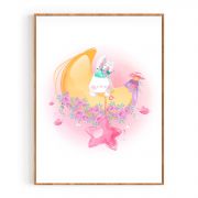 Quadro Decorativo Infantil Lua e Coelhinho Comercial Ramos