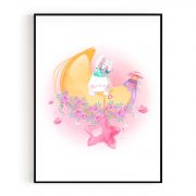 Quadro Decorativo Infantil Lua e Coelhinho Comercial Ramos