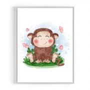 Quadro Decorativo Infantil Macaquinho Comercial Ramos