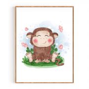 Quadro Decorativo Infantil Macaquinho Comercial Ramos