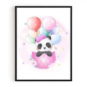 Quadro Decorativo Infantil Panda e Balões Comercial Ramos