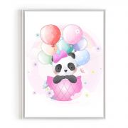 Quadro Decorativo Infantil Panda e Balões Comercial Ramos