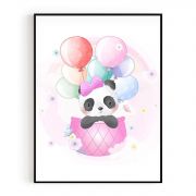 Quadro Decorativo Infantil Panda e Balões Comercial Ramos