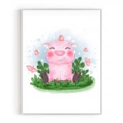 Quadro Decorativo Infantil Porquinho Baby Comercial Ramos